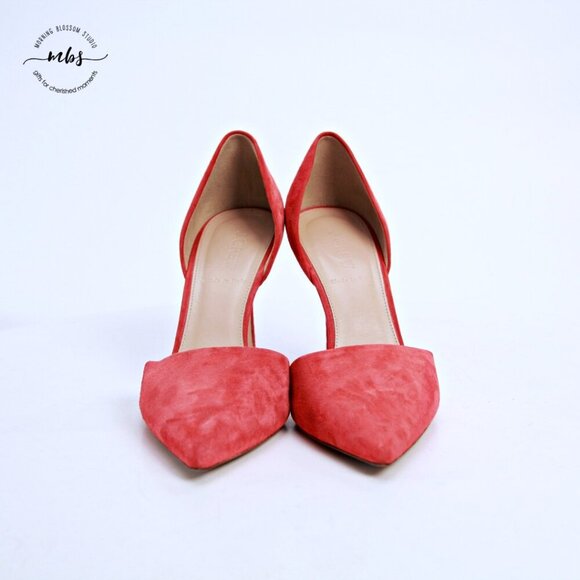 J. Crew Elsie Leather Pointed Toe Heel Pumps Orange Red Women 8.5 - Picture 3 of 14